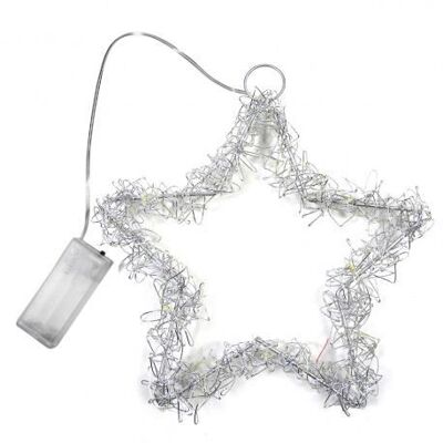 Estrella colgante de metal con LED plateado 30 cm - Decoración navideña