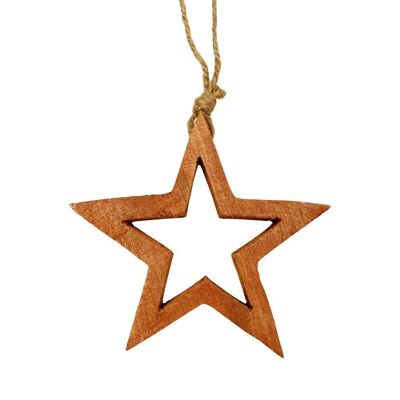 Estrellas abiertas de madera para colgar 15 cm x 3 - Decoración navideña