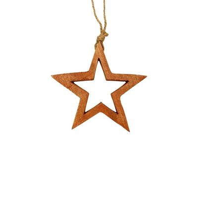 Open wooden stars to hang 10 cm x 4 - Christmas decoration