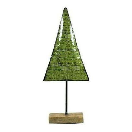 Sapin de noêl vert avec support bois 13 x 6.5 x 40 - Décoration de Noël