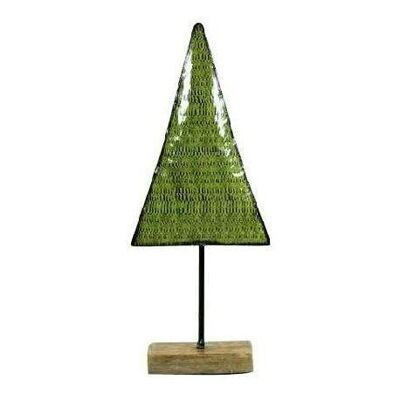 Árbol de Navidad verde con soporte de madera 13 x 6.5 x 40 - Decoración navideña