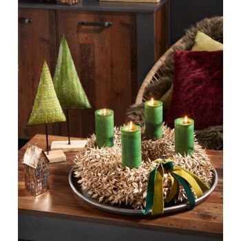 Sapin de noêl vert avec support bois 13 x 6.5 x 40 - Décoration de Noël 2