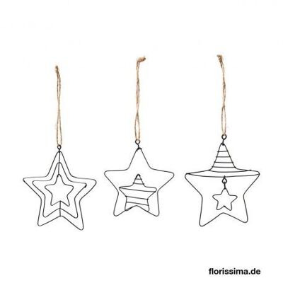 Hanging black metal stars 10 cm x 9 - Christmas decoration