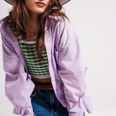 Relaxed poplin shirt in lilac