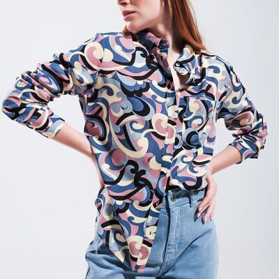 Relaxed shirt in 70s retro print