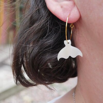 Hoop earrings and mother-of-pearl whale tail, Made in France