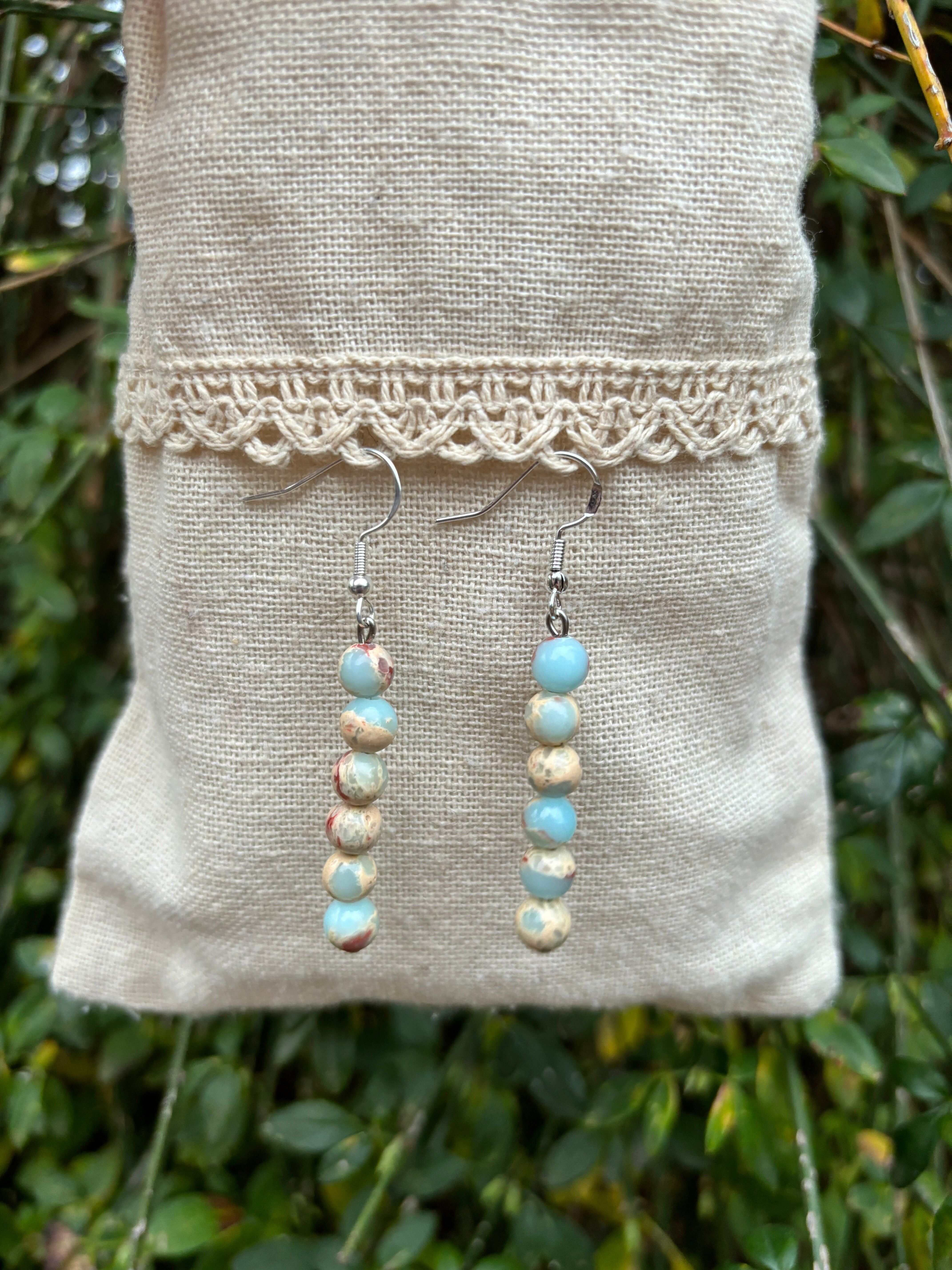 Orecchini pendenti Aqua terra Jasper, Made in France