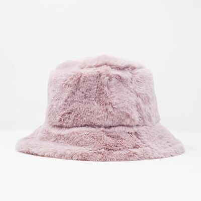 Sombrero de pescador reversible en rosa con vuelta de peluche