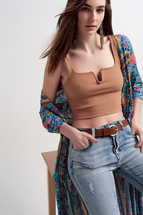 Rib crop top in beige