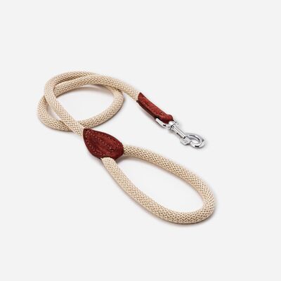 Rope and Suede Leather Dog Lead - Brown