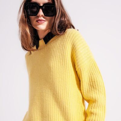 Rib knit sweater in yellow