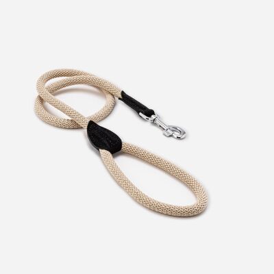 Rope and Suede Leather Dog Lead - Black