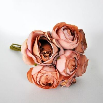 Bouquet di rose viola artificiali 28 cm - Composizione floreale