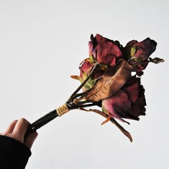 Bouquet de rose rouge artificiel 32 cm  - Composition florale 4