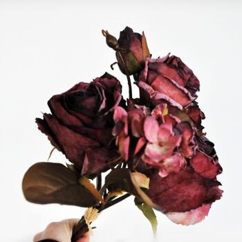 Bouquet de rose rouge artificiel 32 cm  - Composition florale 5