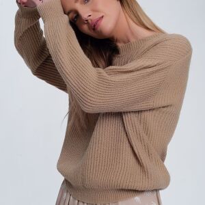 Pull côtelé beige clair