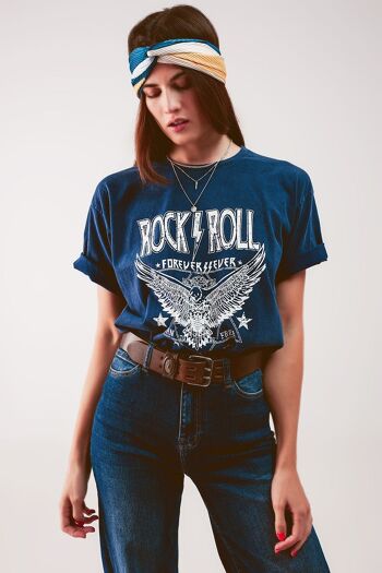T-shirt graphique Rock n Roll en bleu 2