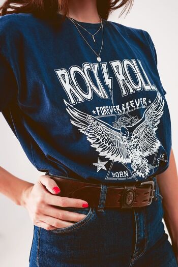 T-shirt graphique Rock n Roll en bleu 4