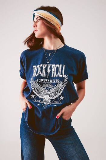 T-shirt graphique Rock n Roll en bleu 5