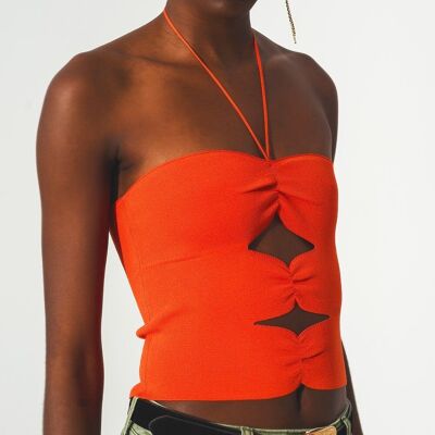Ruched top in orange