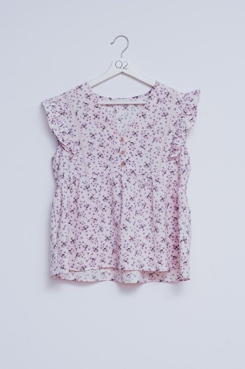 Ruffle detail blouse in lilac