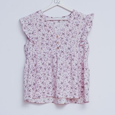 Ruffle detail blouse in lilac