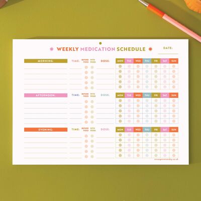 A4 Weekly Medication Schedule | Joy