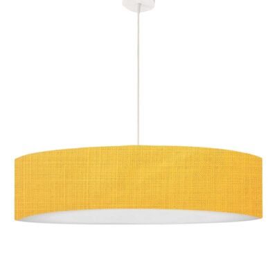 Yellow linen effect printed pendant light