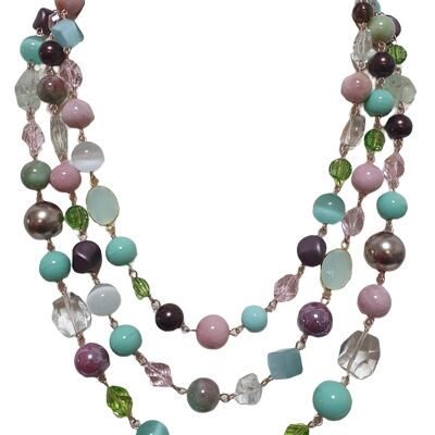 Collier agate multicolore aux tons estivaux