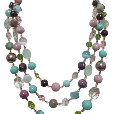 Multicolored agate necklace in summer tones