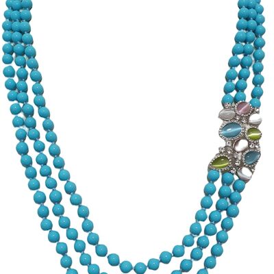 Turquoise three-strand necklace with central