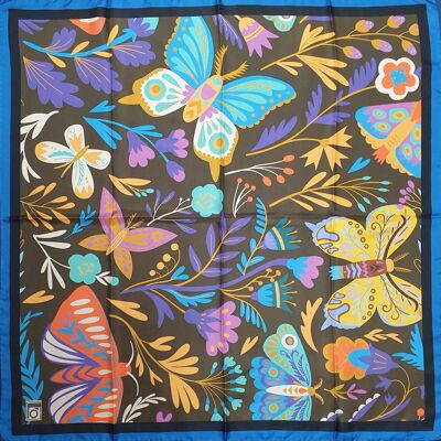 Silk scarf 90*90 blue+black variant