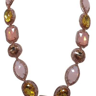 Halskette aus Achat, Opal und mehrfarbigem Kristall