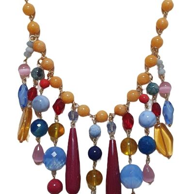 Multicolored necklace with yellow colored agates