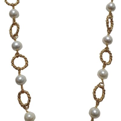 Long gold plated necklace with pearls