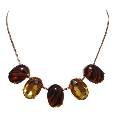 Amber oval crystal necklace