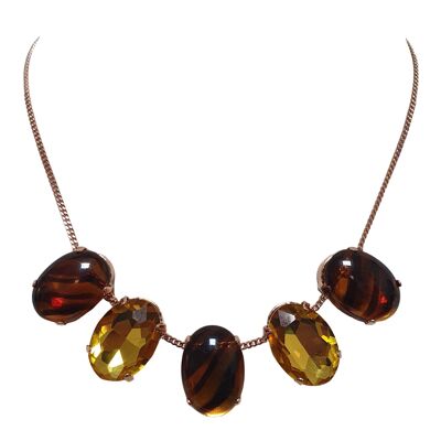 Amber oval crystal necklace