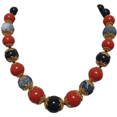 Collier rouge noir+lave