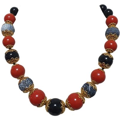 Red black+lava necklace