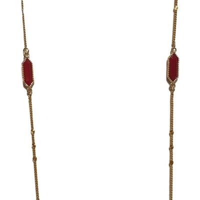 Collier chaîne en or avec cristaux rouges