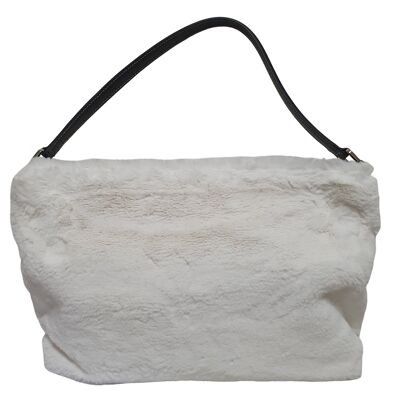 White synthetic fur bag