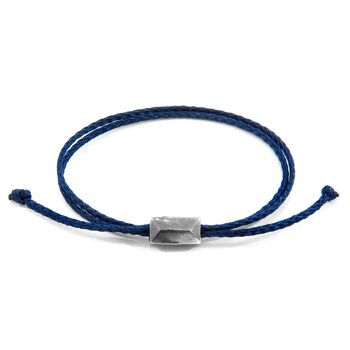 Bracelet SKINNY Edward Bleu Marine en Argent et Corde 1