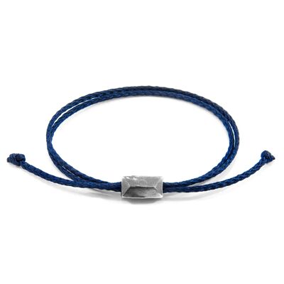Marineblaues Edward-Silber- und Seil-SKINNY-Armband