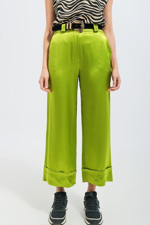 Satin wide leg suit Pants in green