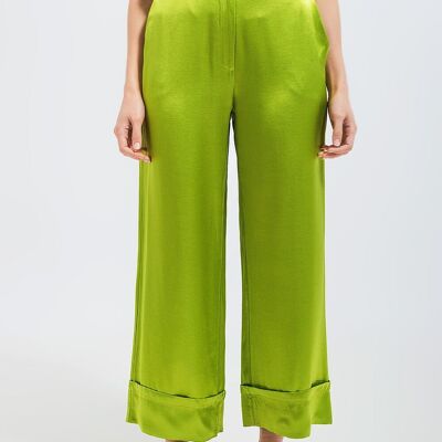 Pantalon de costume large en satin vert