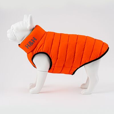 Chaqueta acolchada reversible para perros - Naranja y azul marino