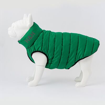 Reversible Dog Puffer Jacket - Dark Green and Grey