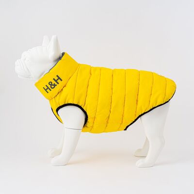 Reversible Dog Puffer Jacket - Yellow and Grey