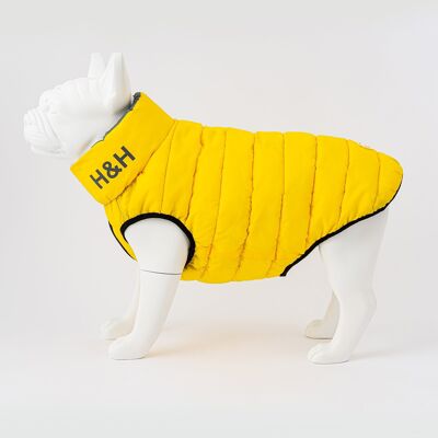 Chaqueta acolchada reversible para perros - Amarillo y gris