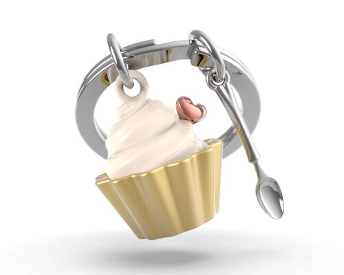 Porte-clés Cupcake vanille - METALMORPHOSE